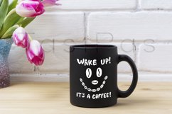 Black coffee mug mockup with magenta tulip Product Image 1