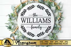 Family Monogram SVG Family Name SVG Farmhouse Wreath SVG Product Image 1