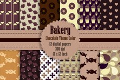 12 Bakery Digital Papers in Chocolate Theme Color Product Image 1