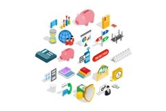 Command icons set, isometric style Product Image 1