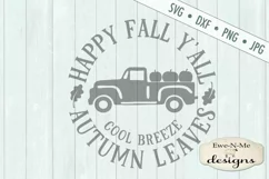 Happy Fall Yall Old Truck Autumn Leaves SVG DXF File Product Image 2