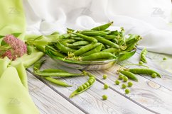 Summer Photo of a young pea. Green pods. Product Image 2