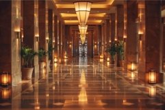 Elegant hotel lobby interior with warm lighting Product Image 1