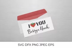 I love you berry much pun quote with cute strawberry SVG Product Image 2
