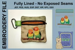 Love Birds Mini Zipper Bag / Fully Lined, 4X4 HOOP Product Image 2