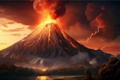 Erupting volcano with lightning strike Product Image 1