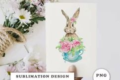 Bunny and Tea Cups Sublimation download PNG Product Image 6