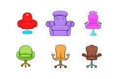 Armchair icon set, cartoon style Product Image 1
