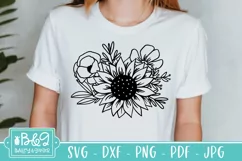 Floral Arrangement SVG - Sunflower SVG - Line Art Flowers Product Image 3