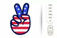 4th of July - Victory SVG File / Peace Sign SVG / V Sign SVG Product Image 1