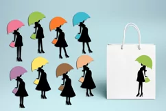 Spring baby shower, silhouette pregnant woman umbrella Product Image 1
