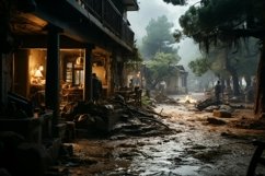 Flood, Some Houses Destroyed And Trees Fallen Down Product Image 1