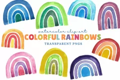 Rainbow Clip Art Watercolor PNG Sublimations Baby Infant Product Image 1