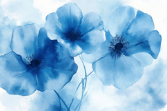 Watercolor Blue Poppy Background Wallpaper Product Image 1