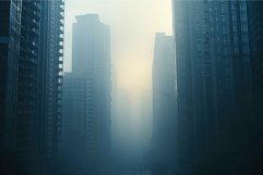 Mysterious city at dawn with fog Product Image 1