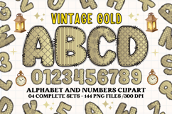 Vintage Gold Alphabet PNG Clipart, vintage letters doodle Product Image 1