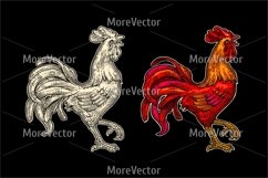 Red fiery rooster. Vintage engraving Product Image 1