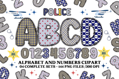 POLICE Alphabet &amp; Numbers Clipart Classroom PNG Bundle Product Image 1