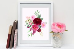 Burgundy and blush-Watercolor floral clipart-Floral elements Product Image 2