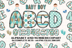 Baby Boy Alphabet PNG Clip Art, baby boy letters doodle Product Image 1