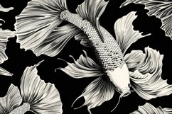 Black and White Koi Fish Background Wallpaper Product Image 1