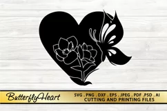 Butterfly Heart SVG PNG EPS DXF Files Butterfly SVG Cut File Product Image 1