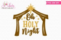 Oh Holy Night Christmas printable sublimation design Product Image 1