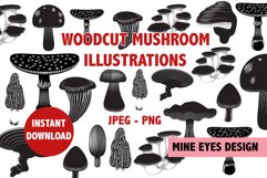 WOODCUT MUSHROOM CLIPART Product Image 1