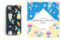 Mermaid Unicorn Cats Graphic &amp; Illustration - Sublimation Product Image 3