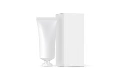 Tube Mockup With Screw Octagonal Cap and Box Side View Product Image 1