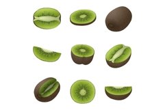 Kiwi icons set, cartoon style Product Image 1
