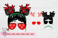Christmas Kid Life with deer horns red Sunglasses with Product Image 2