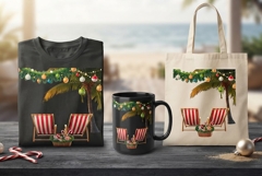 Coastal Christmas Beach Chairs PNG Tropical Holiday Clipart Product Image 1