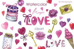 Watercolor love clipart. Watercolor valentines day Love png Product Image 1