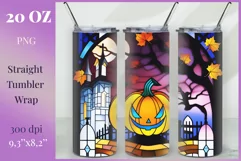 Stained Glass Halloween | Tumbler Sublimation Wrap | Png Product Image 1