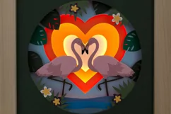 Valentine Flamingos 3D Shadow Box SVG Layered Paper Cut Product Image 10