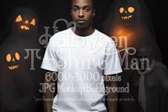 Halloween T Shirt Mockup Male, White T-Shirt Mockup, d25 Product Image 1