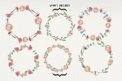 Floral 6 Wreaths Peachy Watercolors Foliage Pastel Product Image 3