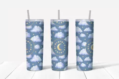 Night and Moon sublimation design. Skinny tumbler wrap Product Image 5