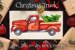 Red Truck Christmas. Truck Christmas Tree. Christmas Card Product Image 1