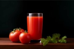 Fresh tomato juice on wooden table Product Image 1