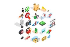 Information war icons set, isometric style Product Image 1