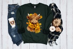 Cute Baby Highland Cow PNG, Autumn Cute Cow Sublimation Product Image 5