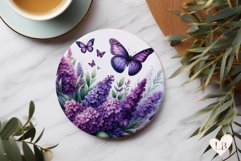 Butterfly Coaster - Lavender Round Coaster Sublimation Product Image 1