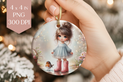 Little Girl and Robin in Spring PNG Product Image 1