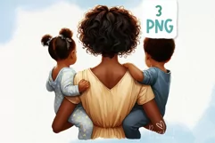 Mother’s Day PNG clipart. African American, Asian, Black Mom Product Image 2