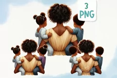 Mother’s Day PNG clipart. African American, Asian, Black Mom Product Image 1