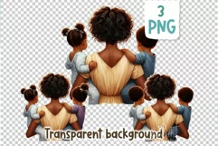 Mother’s Day PNG clipart. African American, Asian, Black Mom Product Image 3