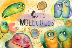 Cute molecules illustration watercolor Product Image 1