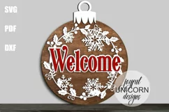 Christmas Ball Welcome Sign SVG | Winter Holiday Sign SVG Product Image 1